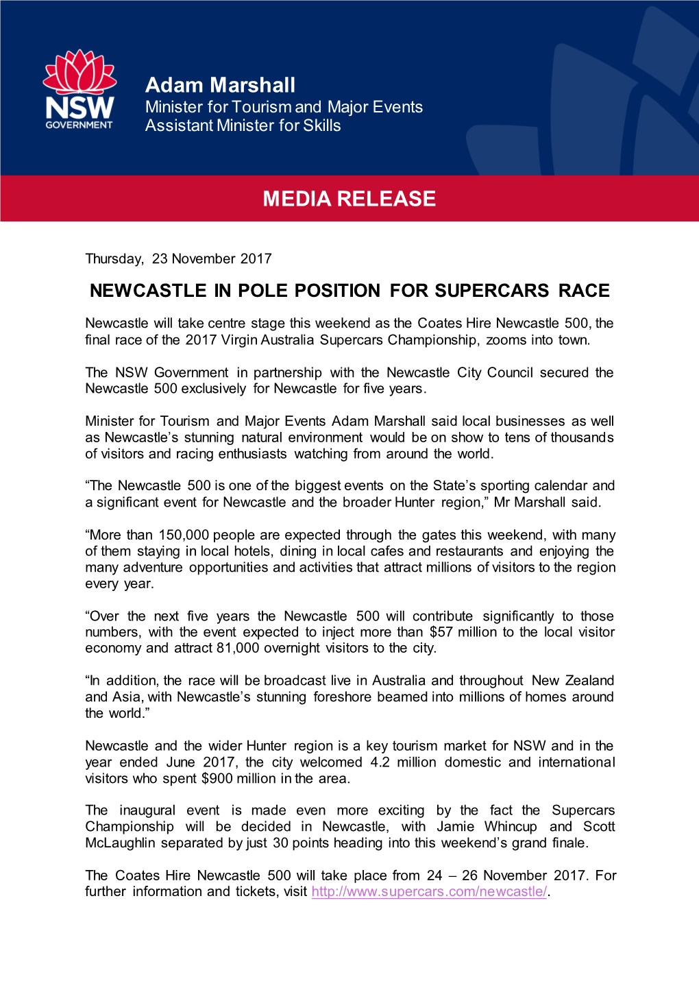 Newcastle in Pole Position for Supercars Race