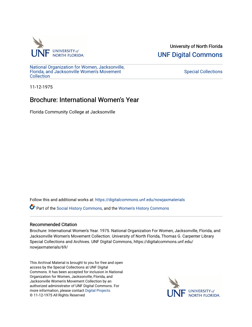 Brochure: International Women's Year
