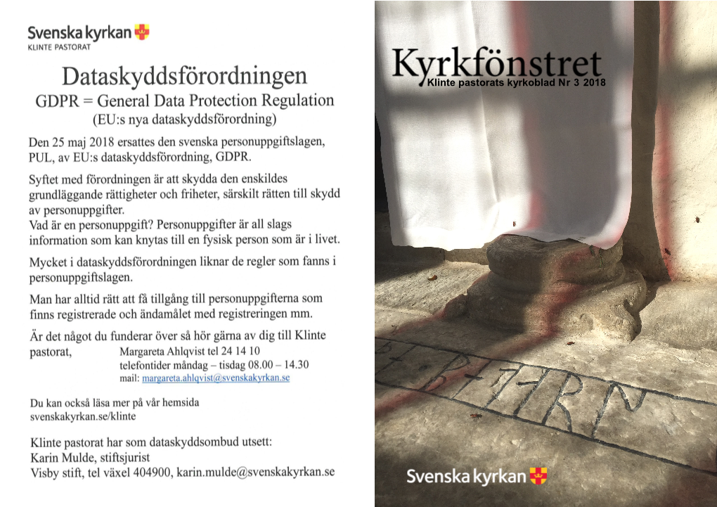 Klinte Pastorats Kyrkoblad Nr 3 2018