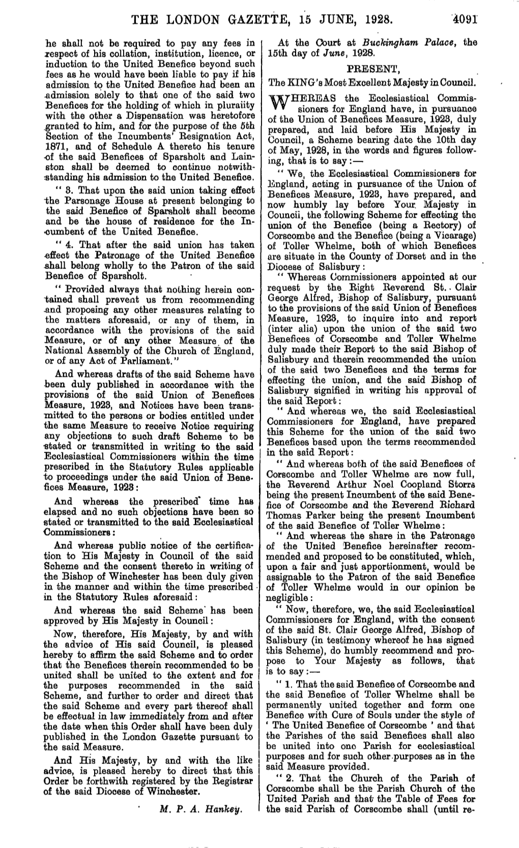 The London Gazette, 15 June, 1928. 4091