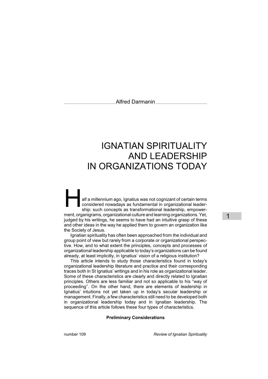 Ignatian Spirituality and Organizational Leadership Today