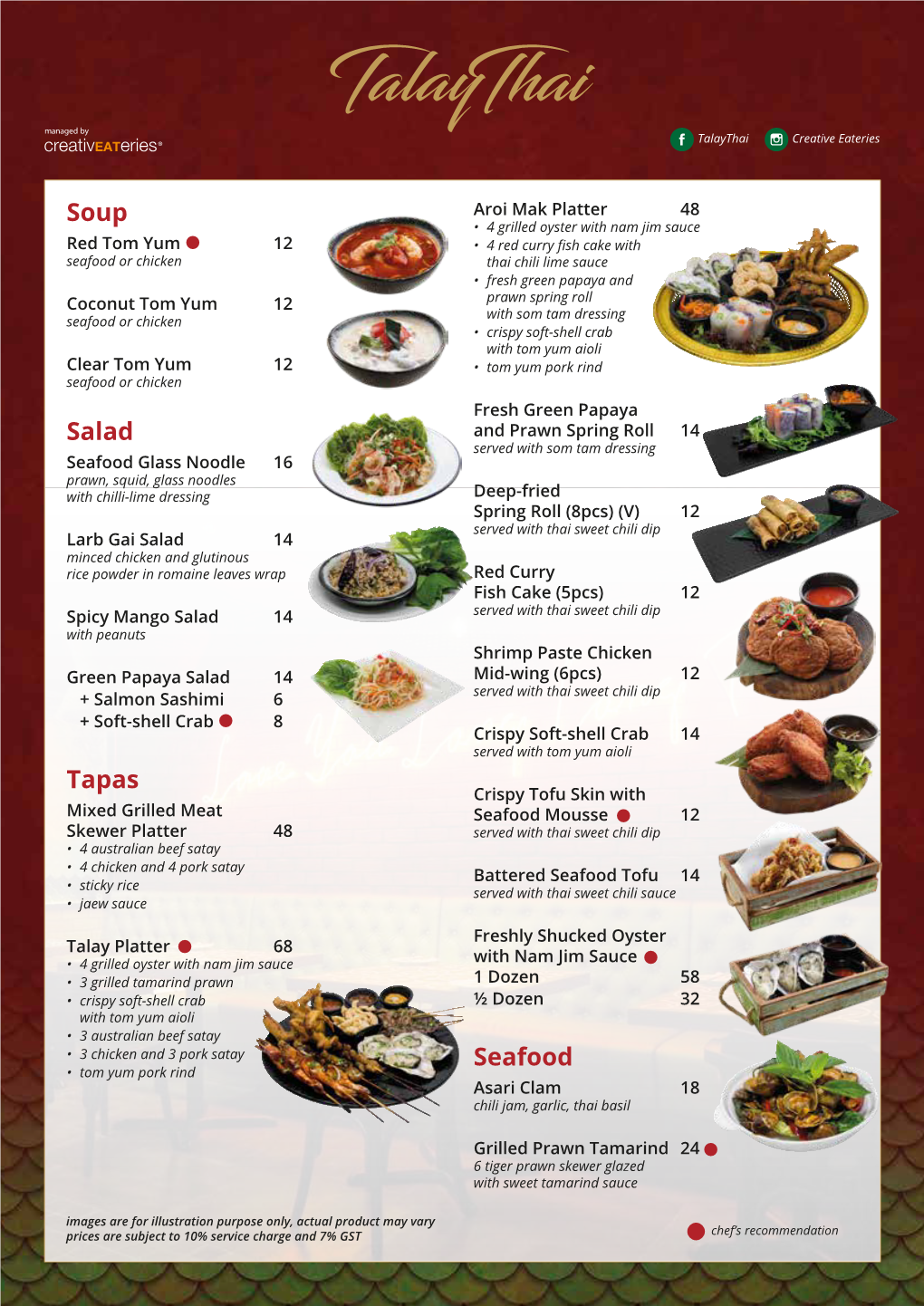 Talay Thai A4 Menu