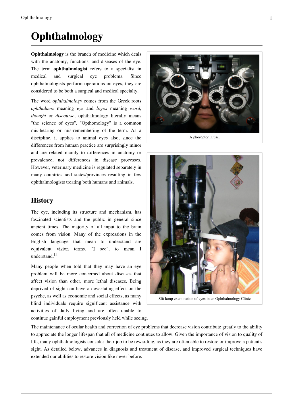 Ophthalmology 1 Ophthalmology