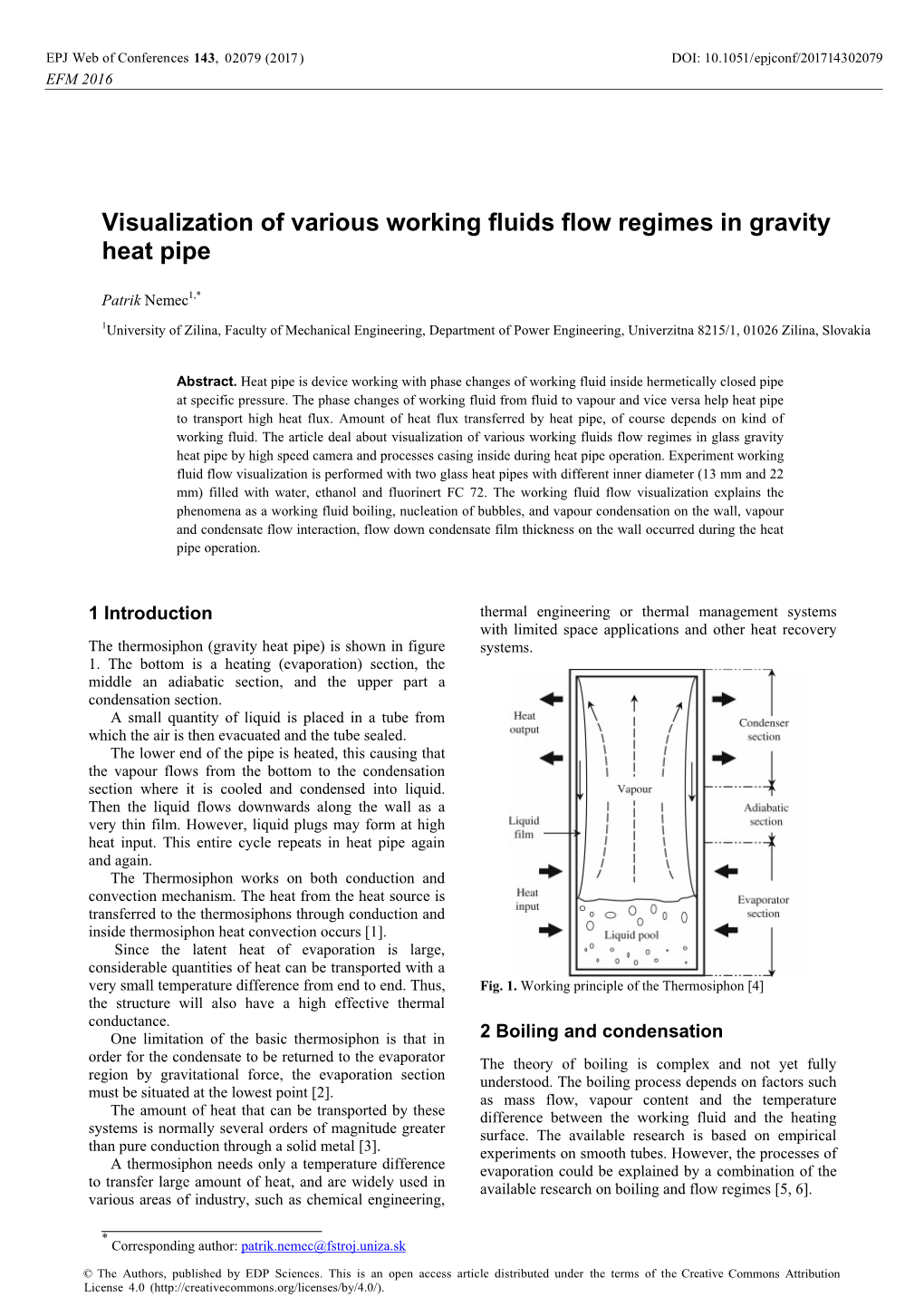 Visualization of Various Working Fluids Flow Regimes in Gravity Heat Pipe