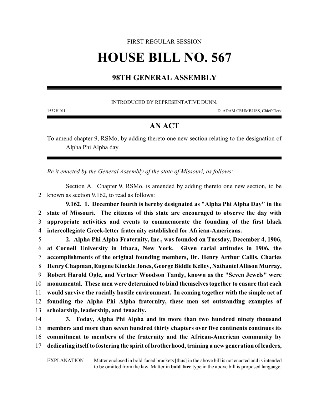 House Bill No. 567