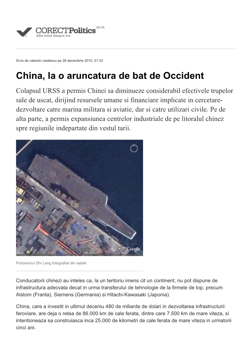 China, La O Aruncatura De Bat De Occident