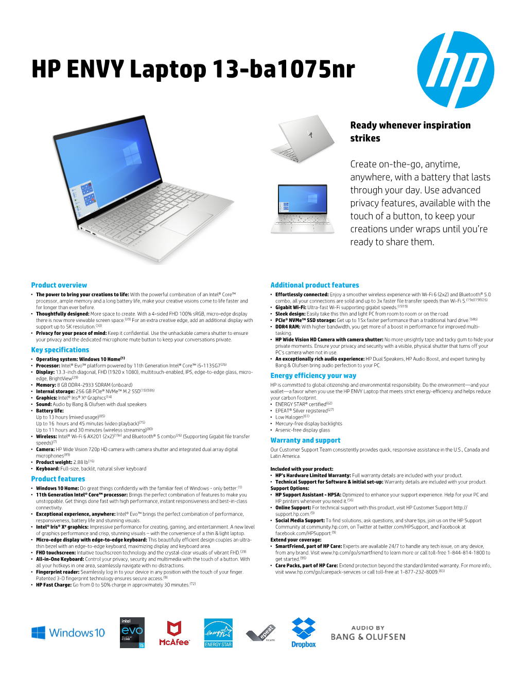 HP ENVY Laptop 13-Ba1075nr