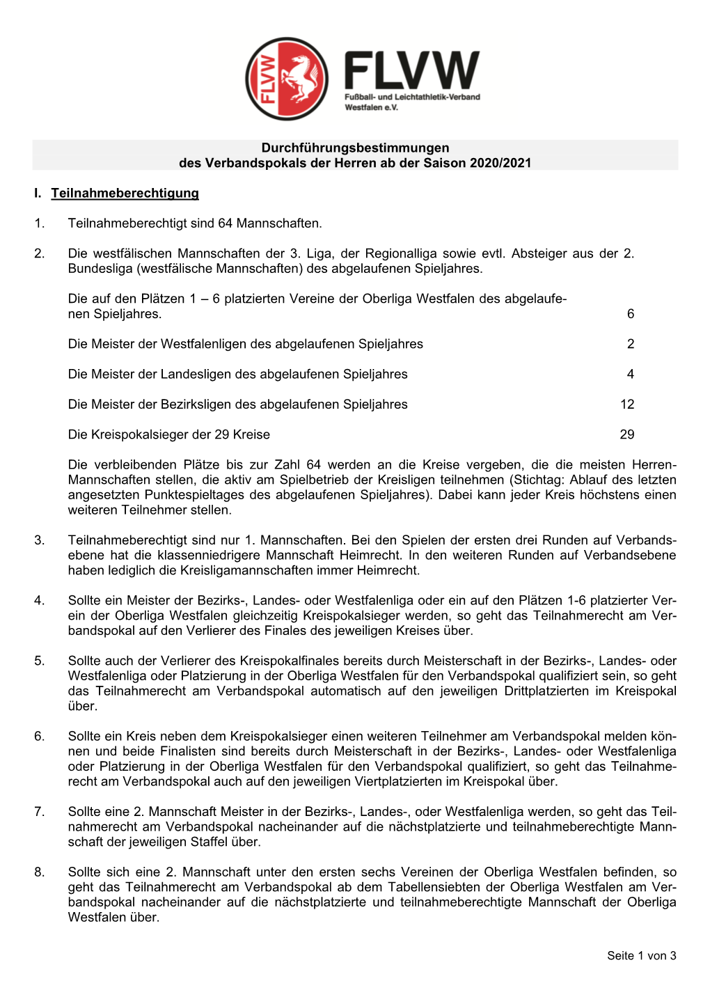 Durchführungsbestimmungen Des Verbandspokals Der Herren Ab Der Saison 2020/2021