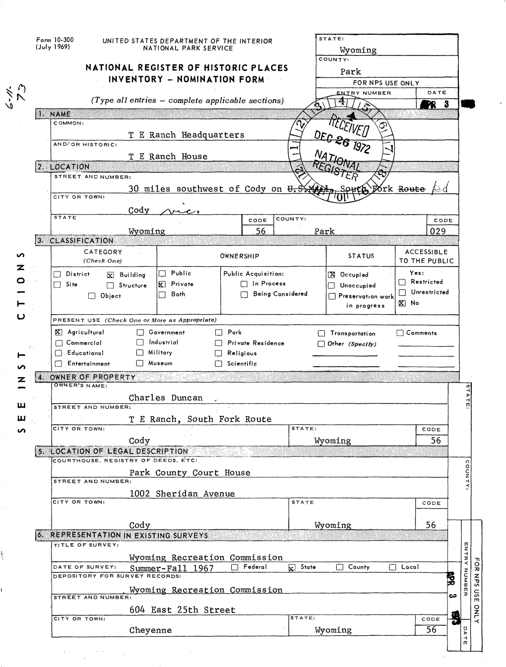 T E Ranch Headquarters National Register Form Size