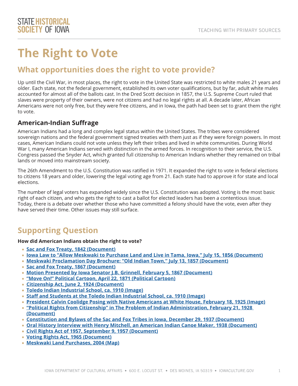The Right to Vote What Opportunities Does the Right to Vote Provide?
