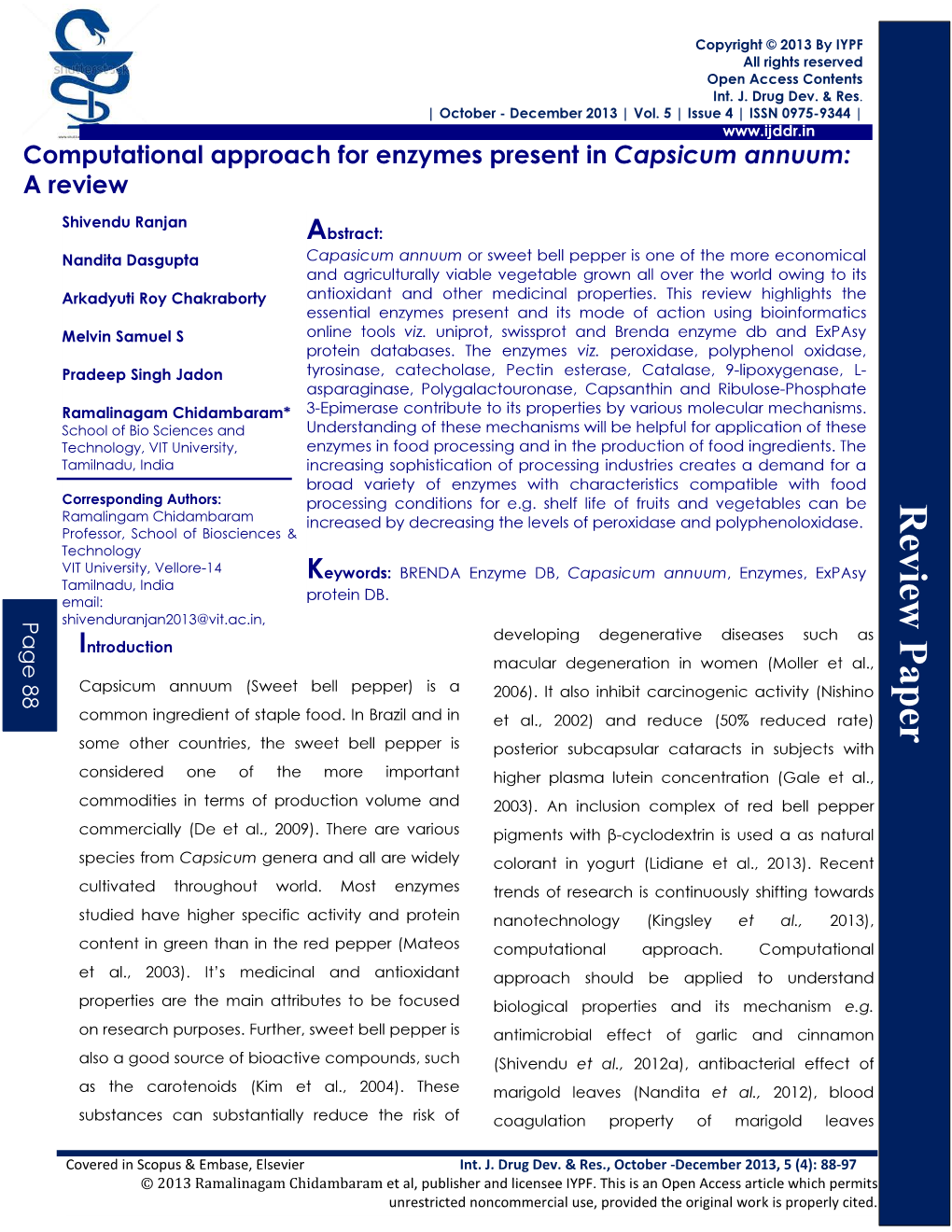 Computational Approach for Enzymes Present in Capsicum Annuum
