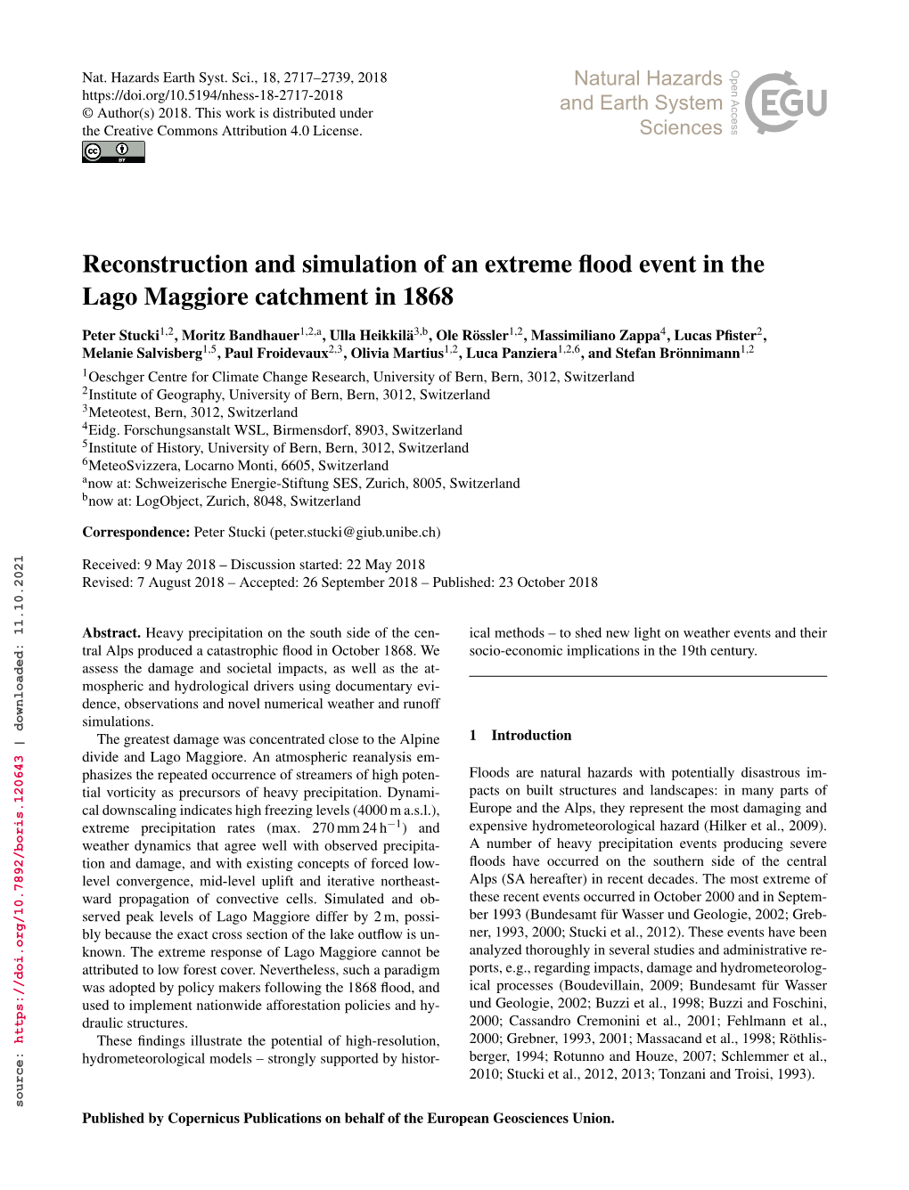 Reconstruction and Simulation of an Extreme Flood Event in the Lago