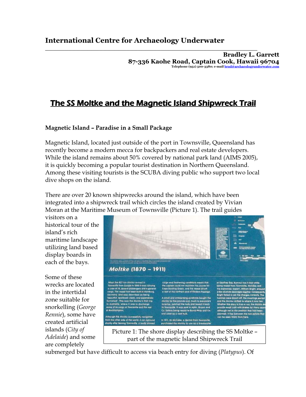 The SS Moltke and the Magnetic Island Shipwreck Trail