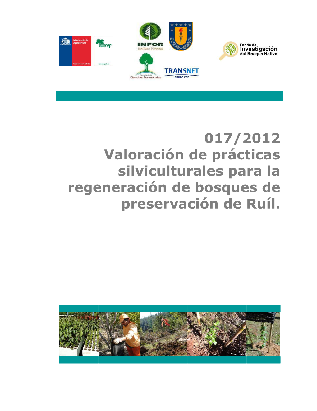 017/2012 Valoración De Prácticas Silviculturales Para La Regeneración De Bosques De Preservación De Ruíl