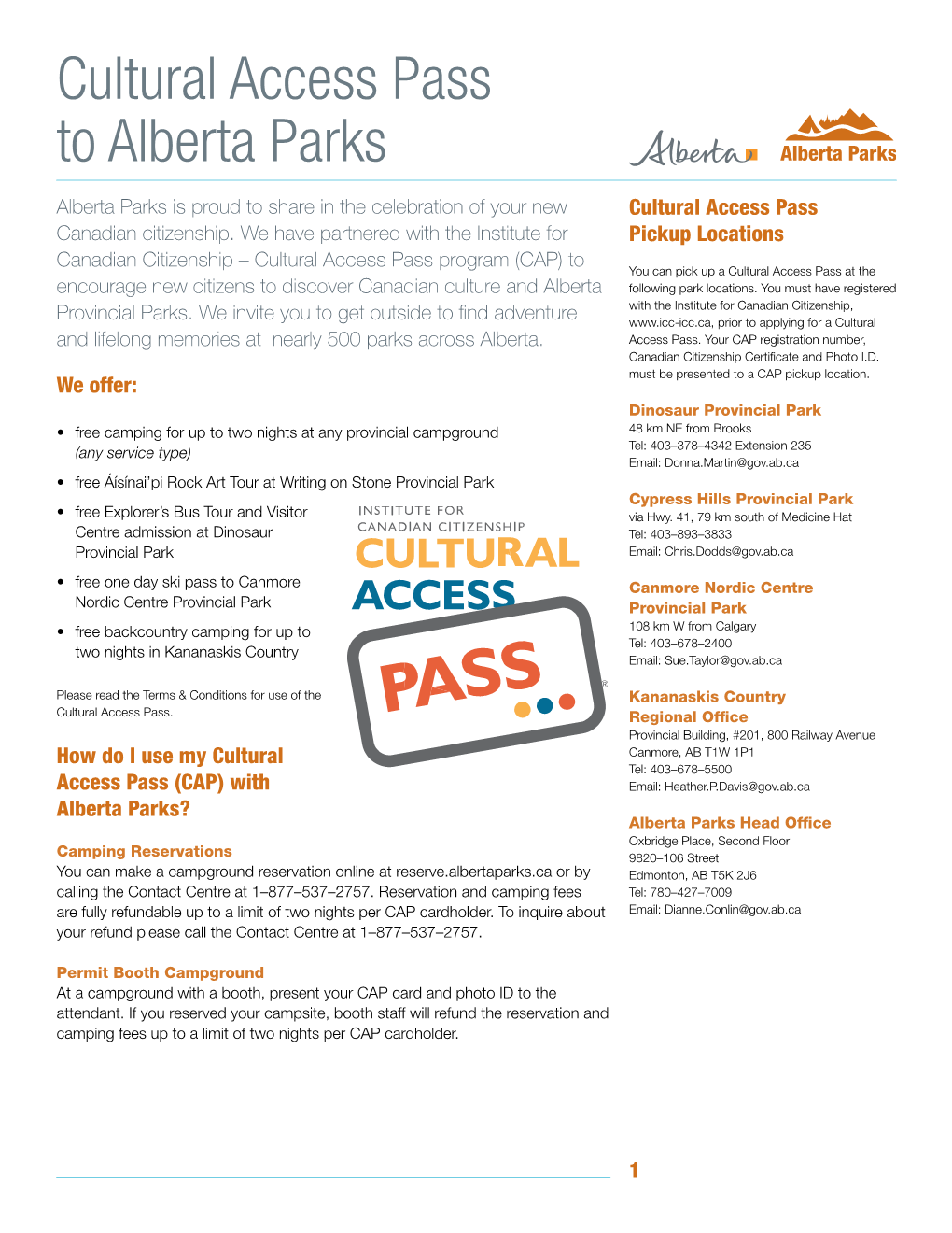 Cultural Access Pass to Alberta Parks