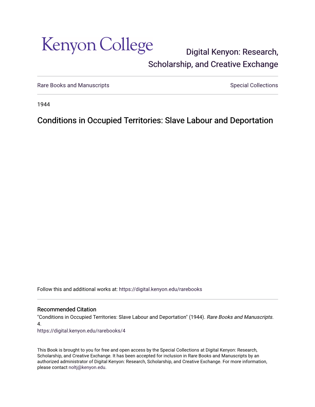 Slave Labour and Deportation