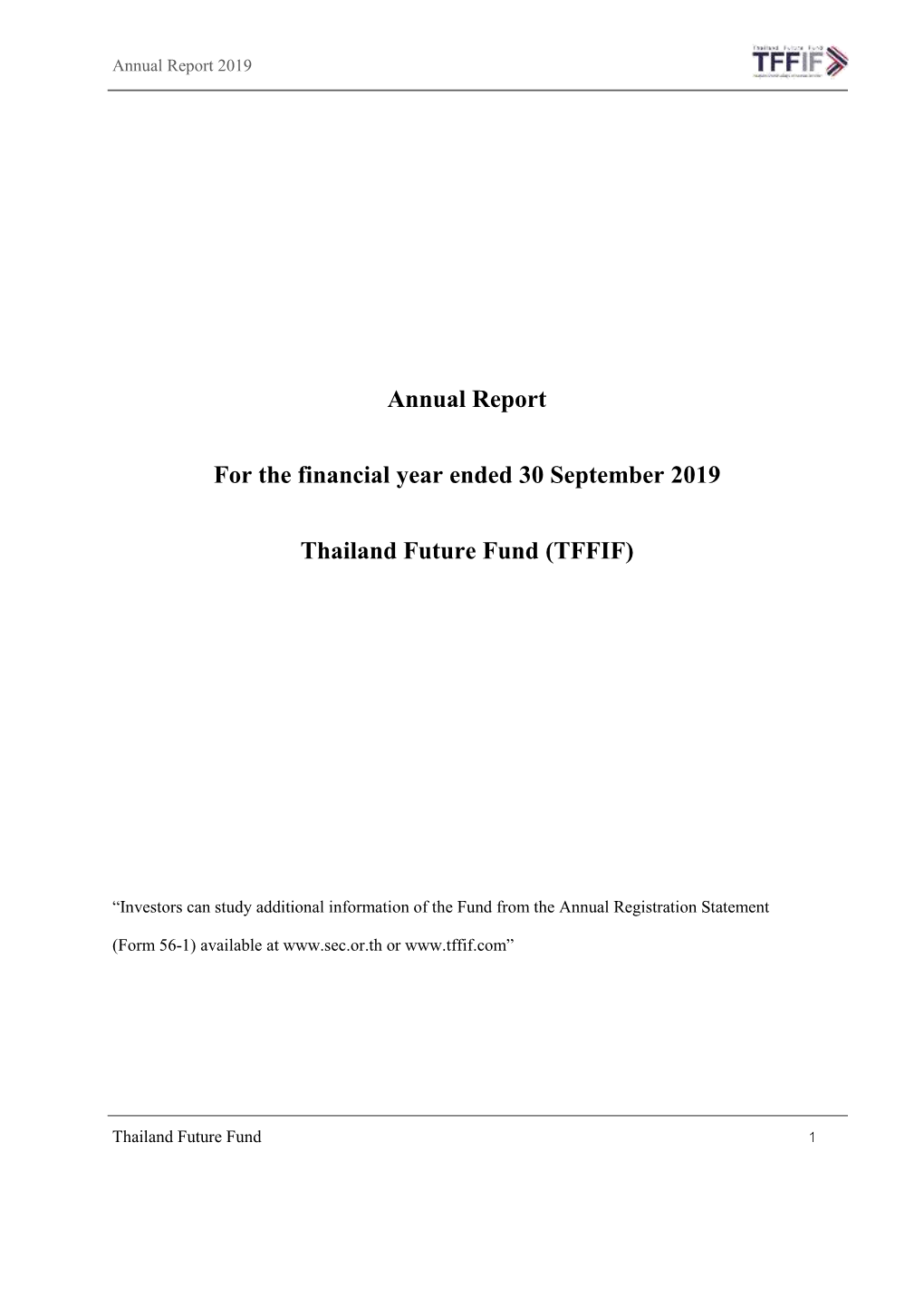 Annual Report for the Financial Year Ended 30 September 2019