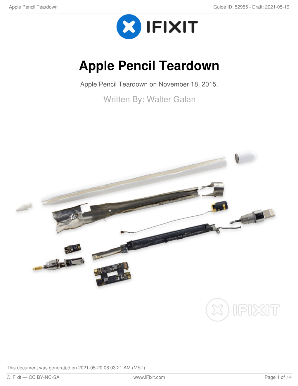 Apple Pencil Teardown Guide ID: 52955 - Draft: 2021-05-19