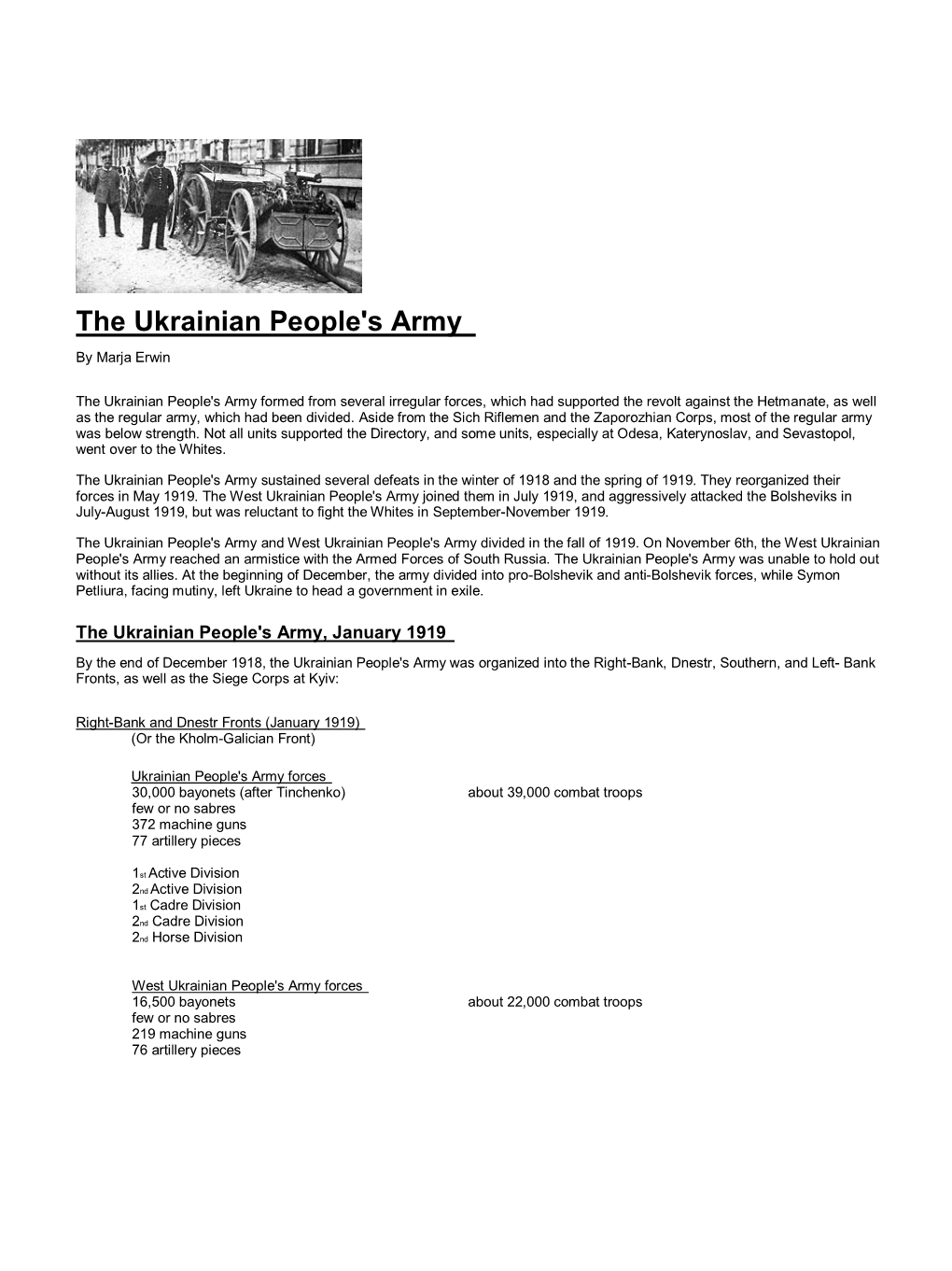 The Ukrainian People's Army by Marja Erwin