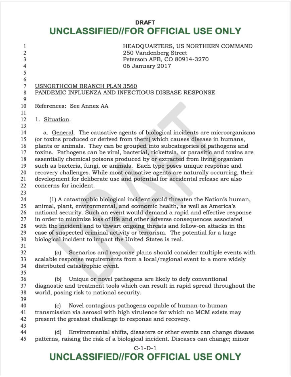 Pandemic Influenza and Infectious Disease Response (Draft)