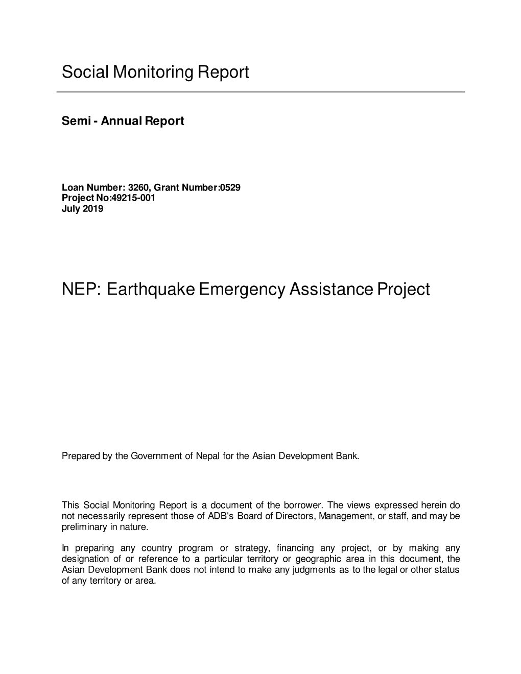 49215-001: Earthquake Emergency Assistance Project