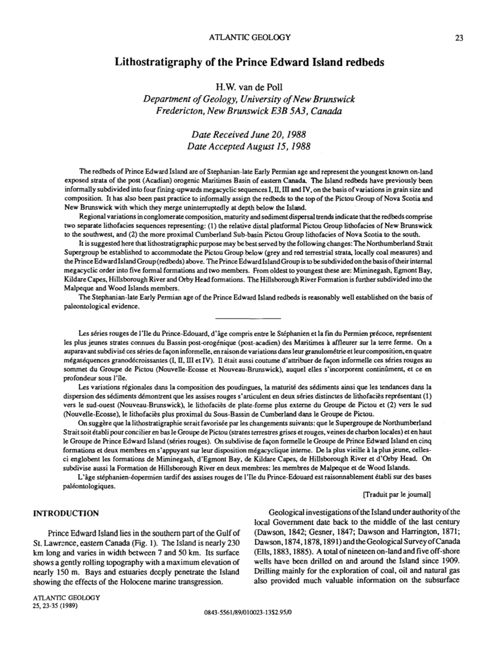 Lithostratigraphy of the Prince Edward Island Redbeds