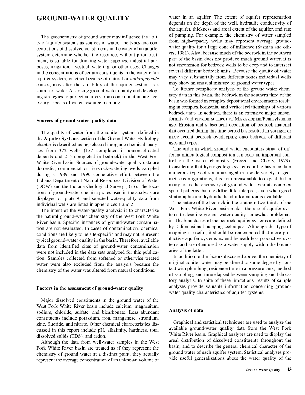 GROUND-WATER QUALITY Water in an Aquifer