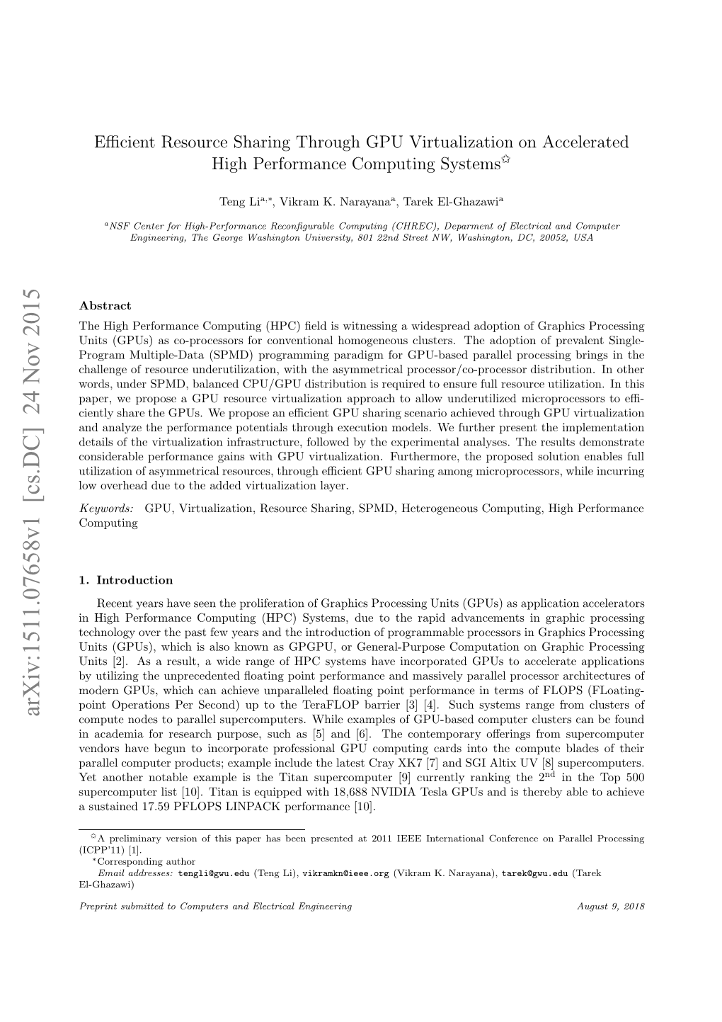 Efficient Resource Sharing Through GPU Virtualization on Accelerated