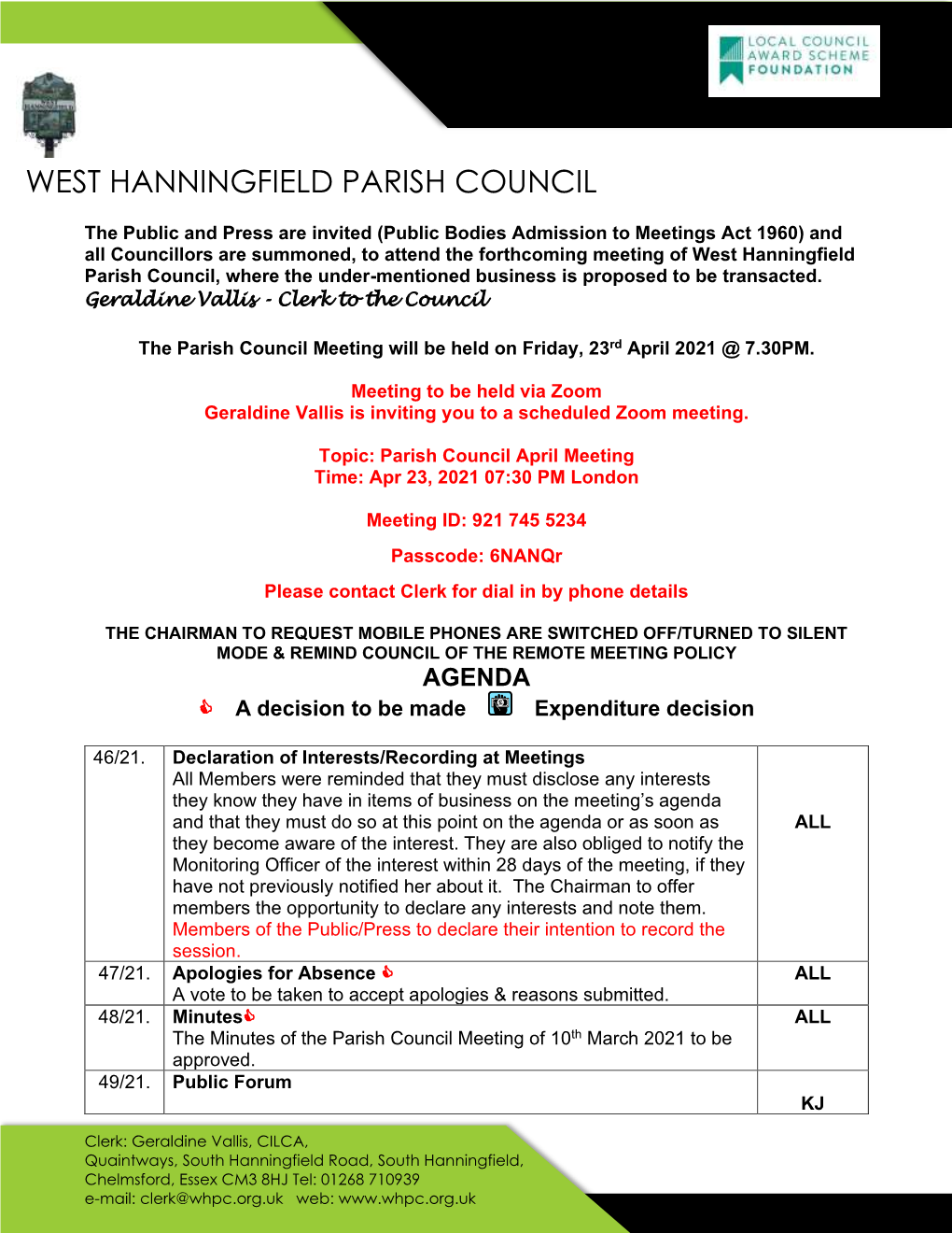 West Hanningfield Parish Council