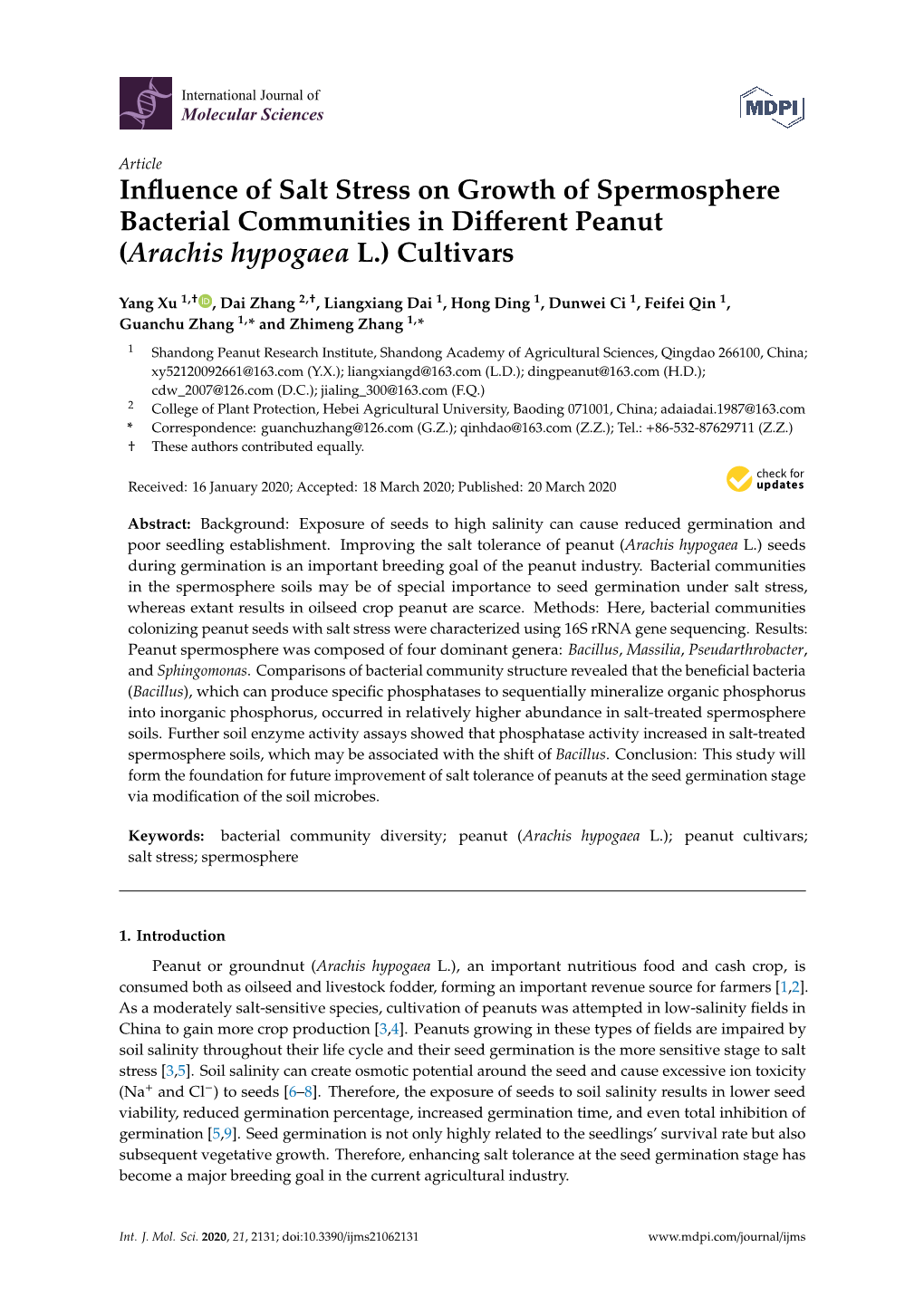 Influence of Salt Stress on Growth of Spermosphere Bacterial