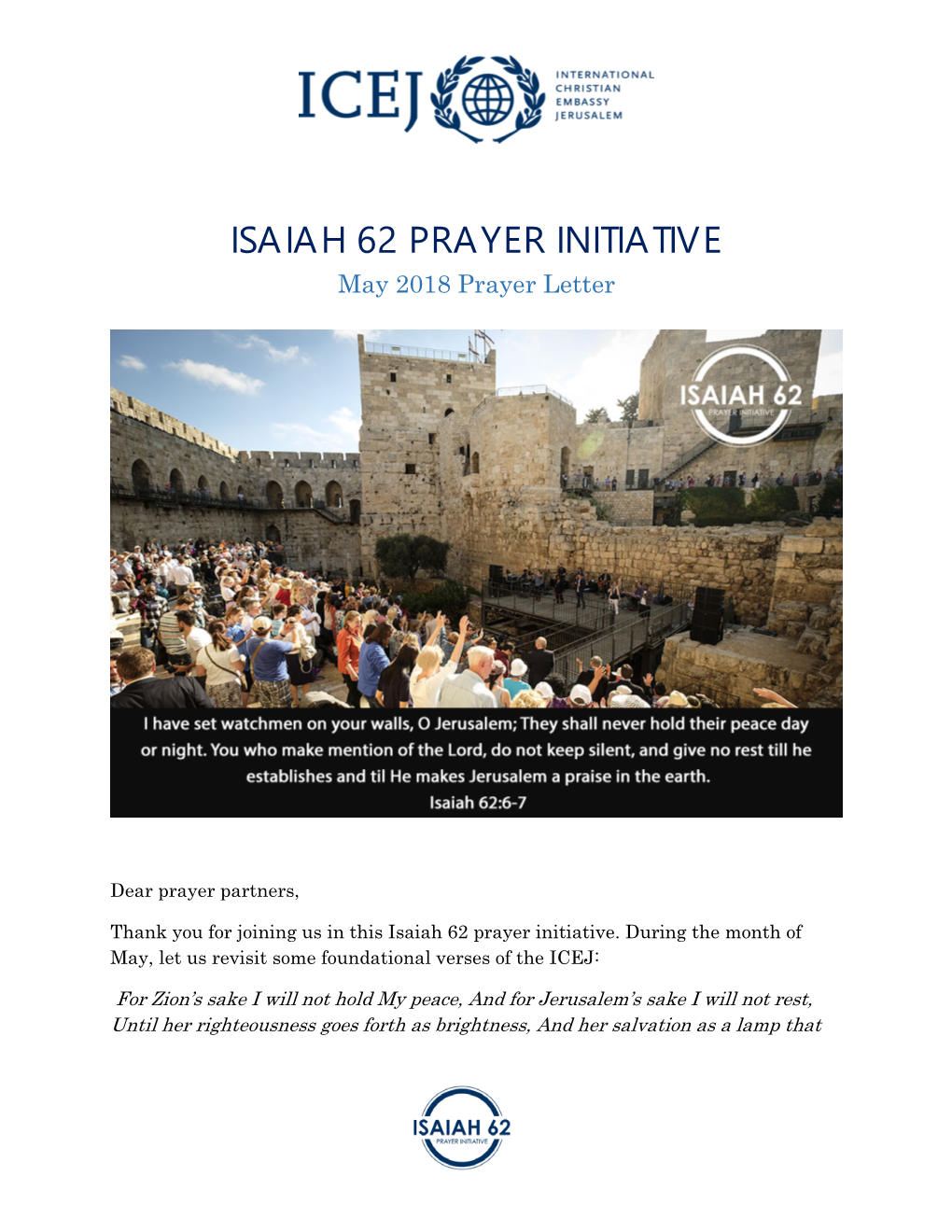 Download This Month's Isaiah 62 Prayer Points (Pdf)