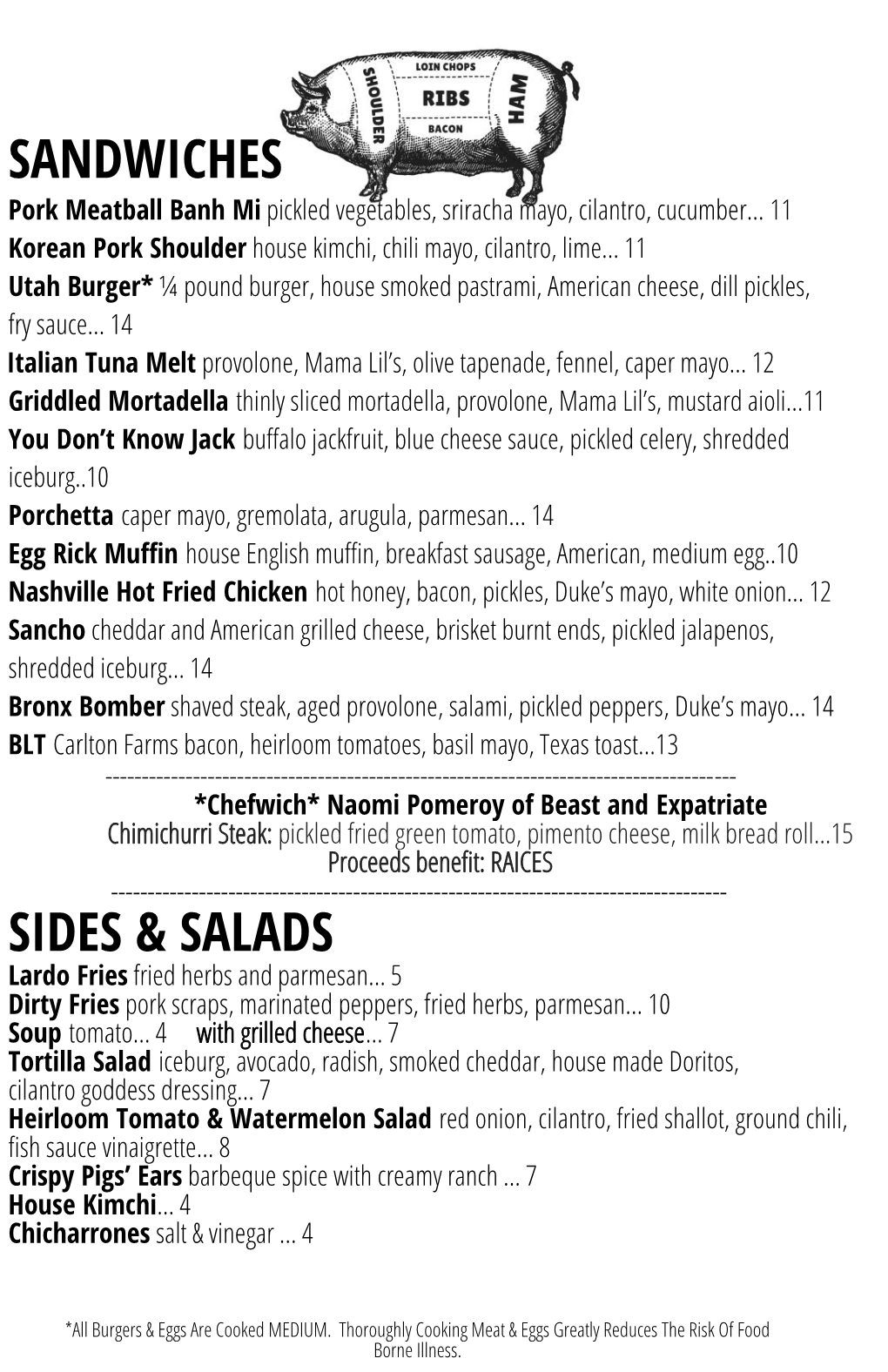 Sandwiches Sides & Salads