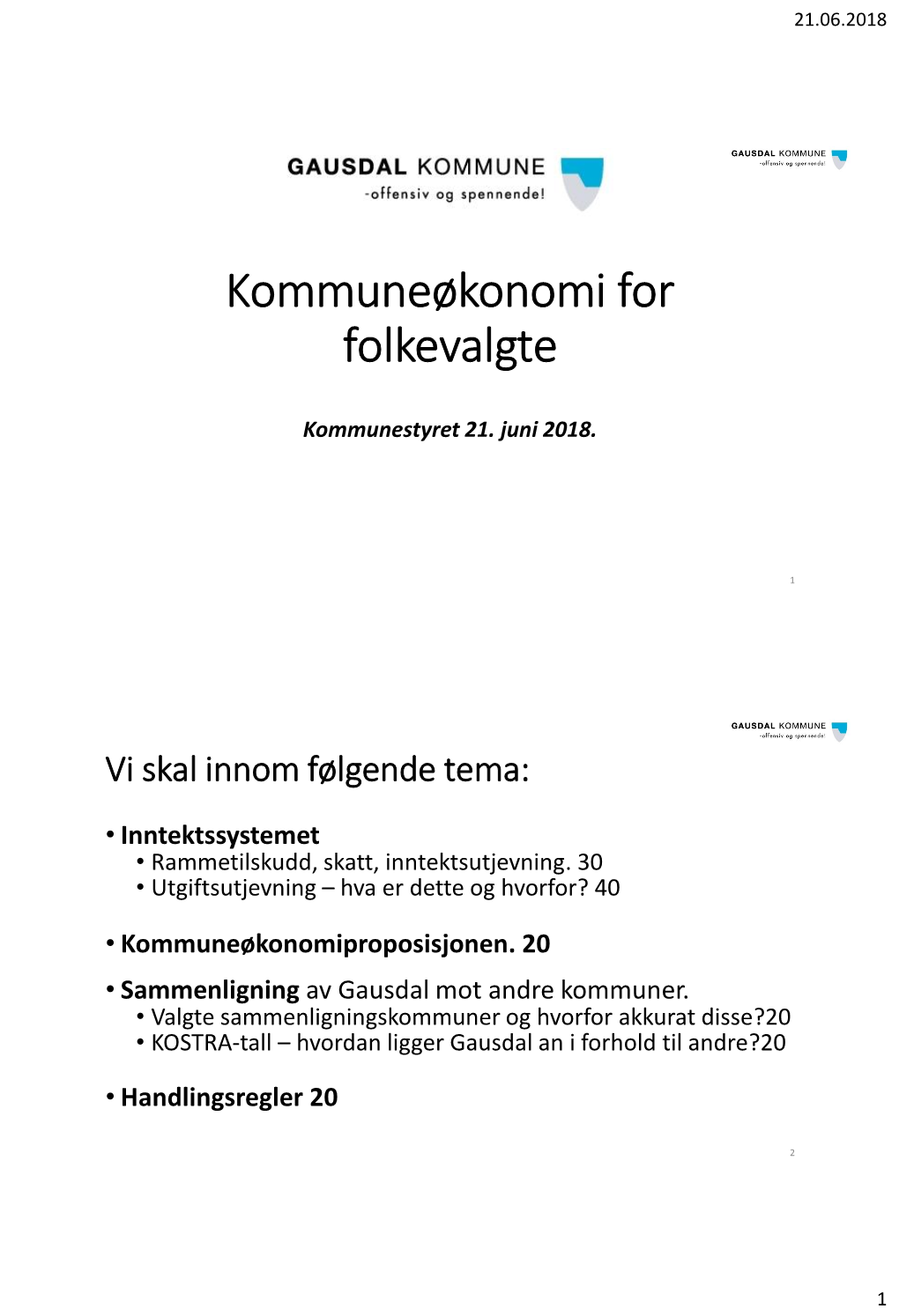 Kommuneøkonomi for Folkevalgte