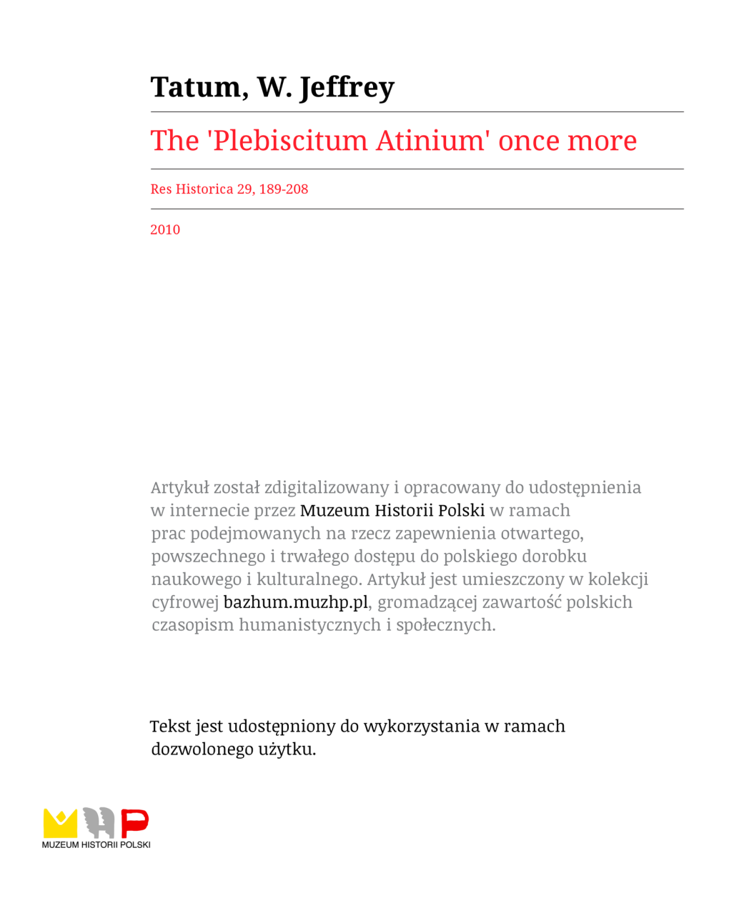 The Plebiscitum Atinium Once More