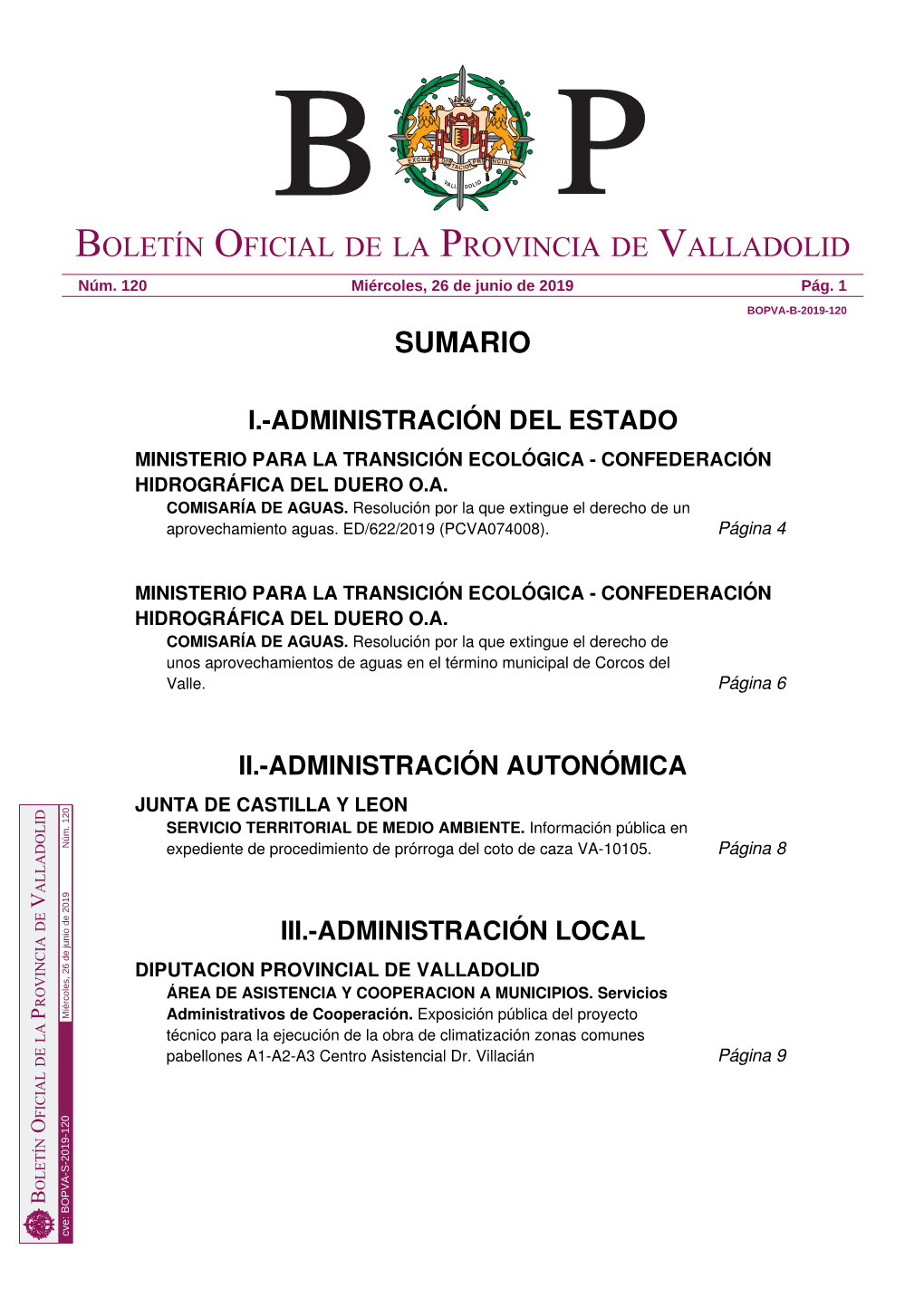 Sumario Boletín Oficial De La Provincia De Valladolid