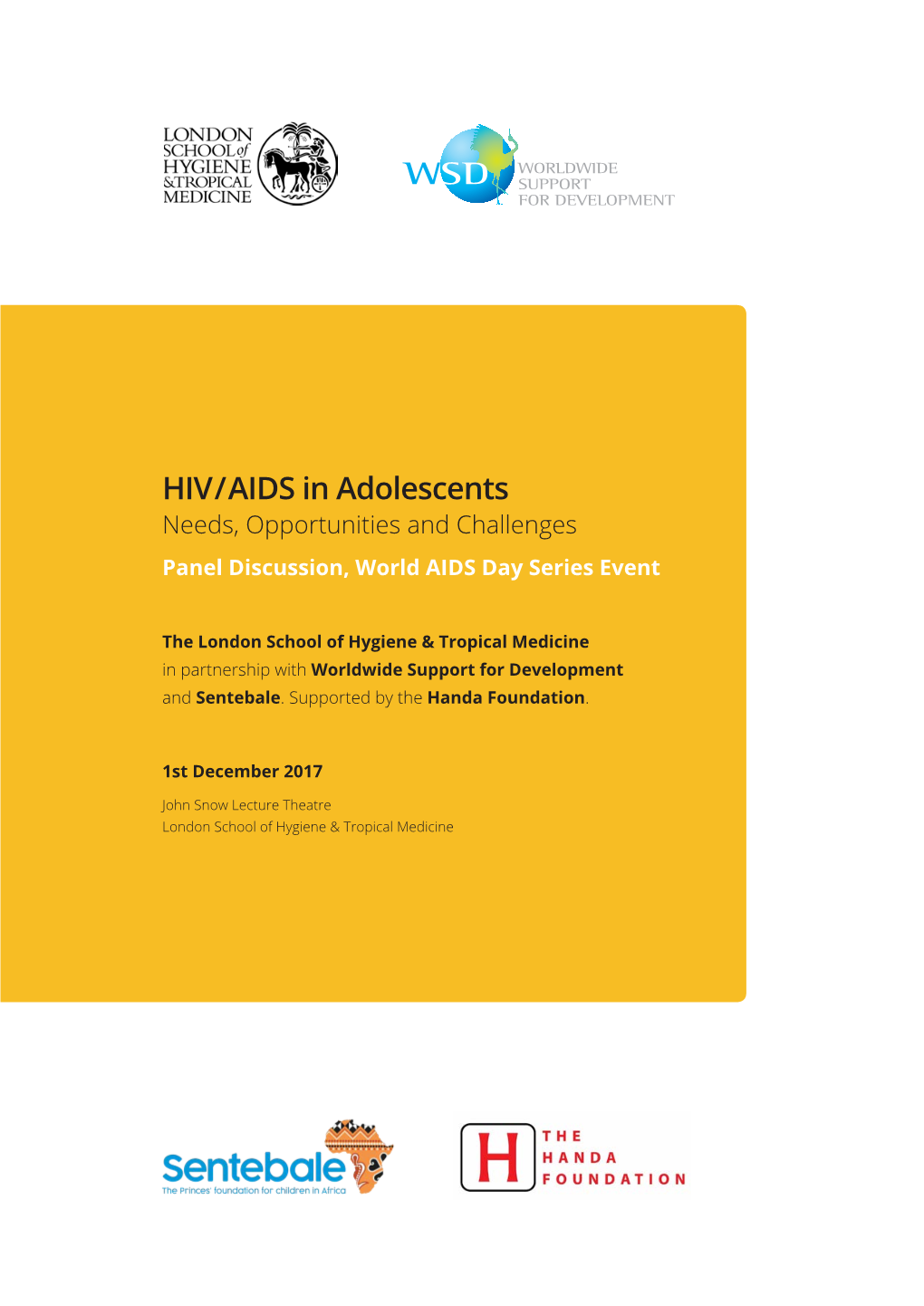 HIV/AIDS in Adolescents Needs, Opportunities and Challenges Panel Discussion, World AIDS Day Series Event