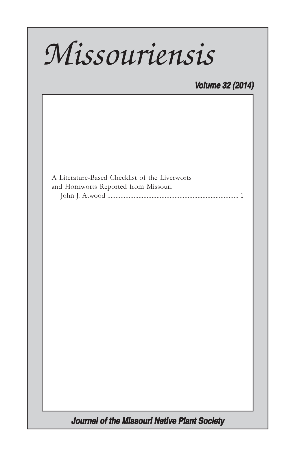 Missouriensis Volume 32 (2014)