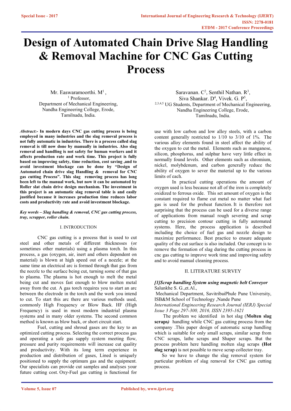 Design of Automated Chain Drive Slag Handlin & Removal Machine