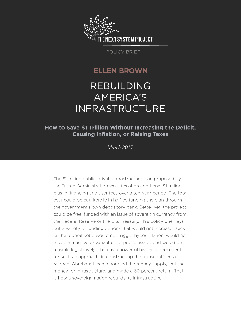 Ellen Brown Rebuilding America’S Infrastructure