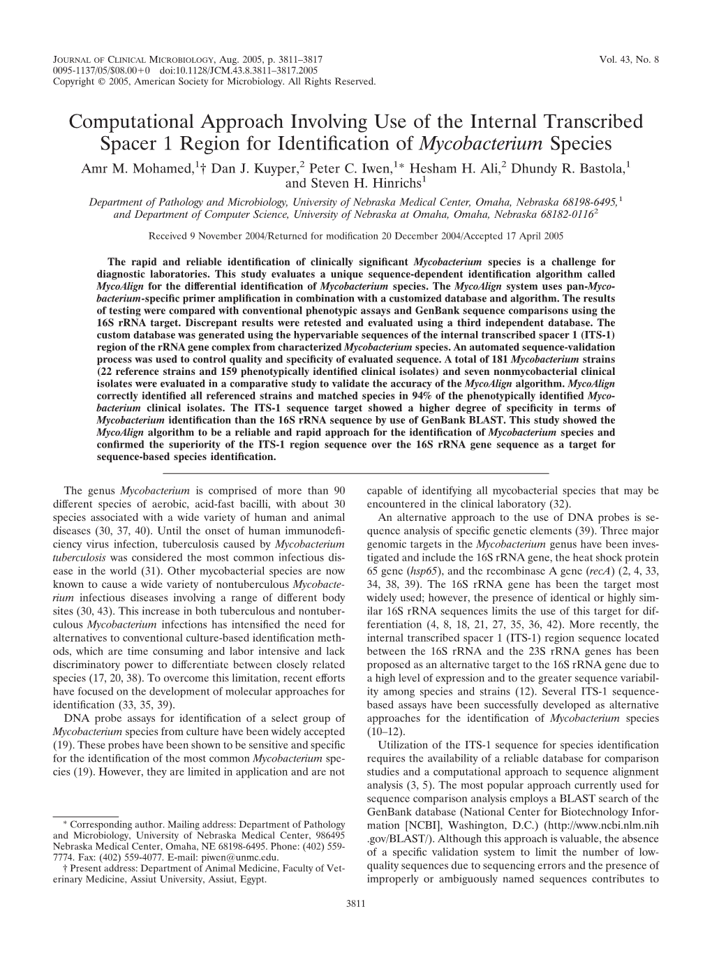 J Clinical Microbiology Publication