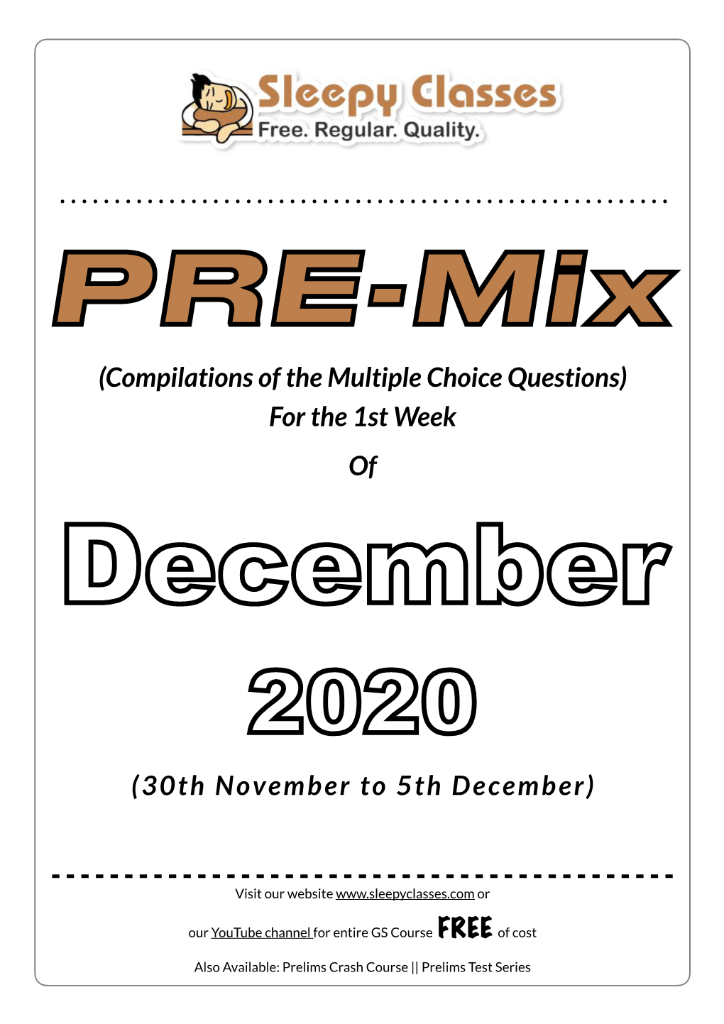 PRE-Mix Dec Week 1