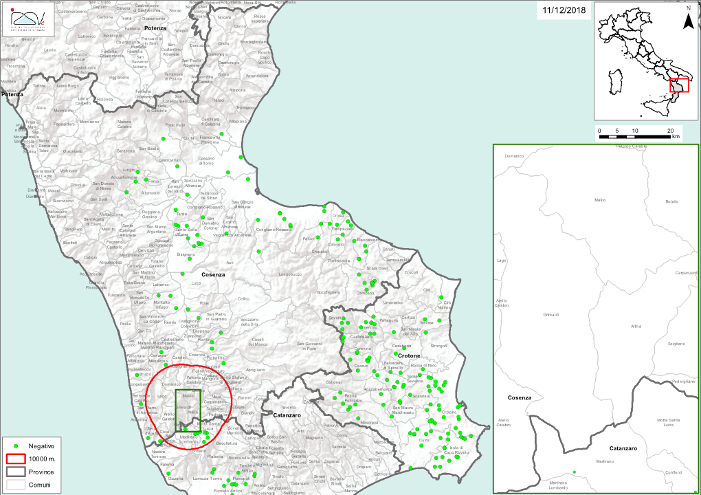 Sources: Esri, USGS, NOAA Negativo 10000 M. Province Comuni