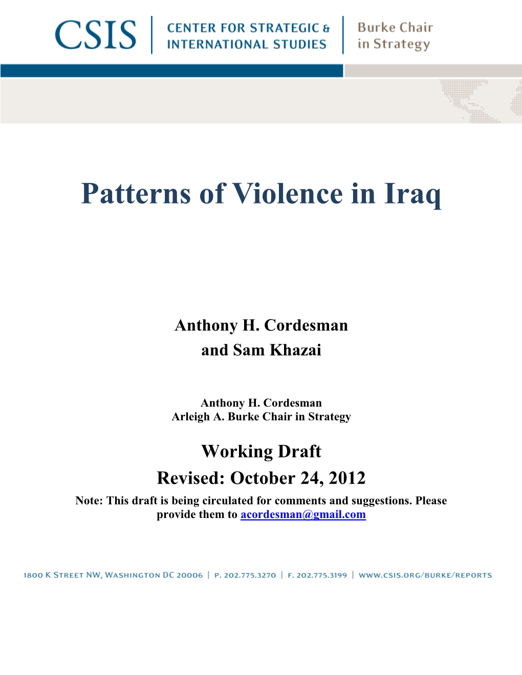 Patterns of Violence in Iraq