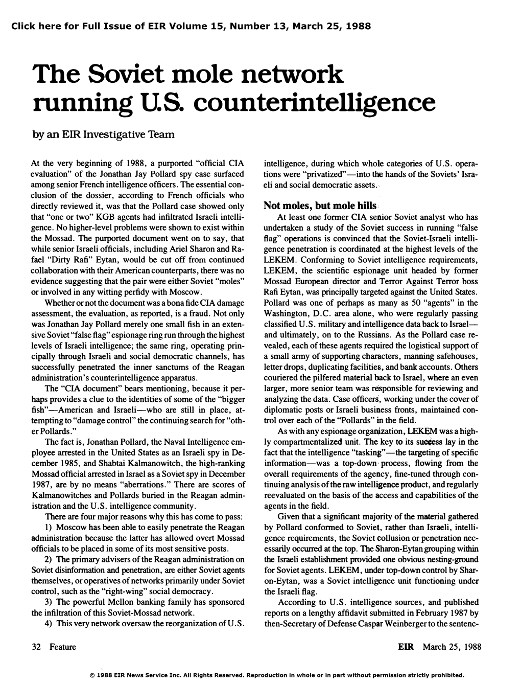 The Soviet Mole Network Running U.S. Counterintelligence