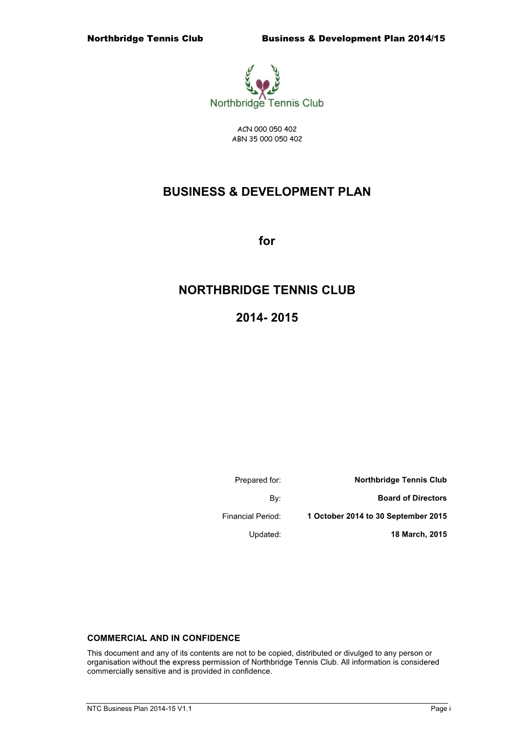 NTC Business Plan 2014-2015