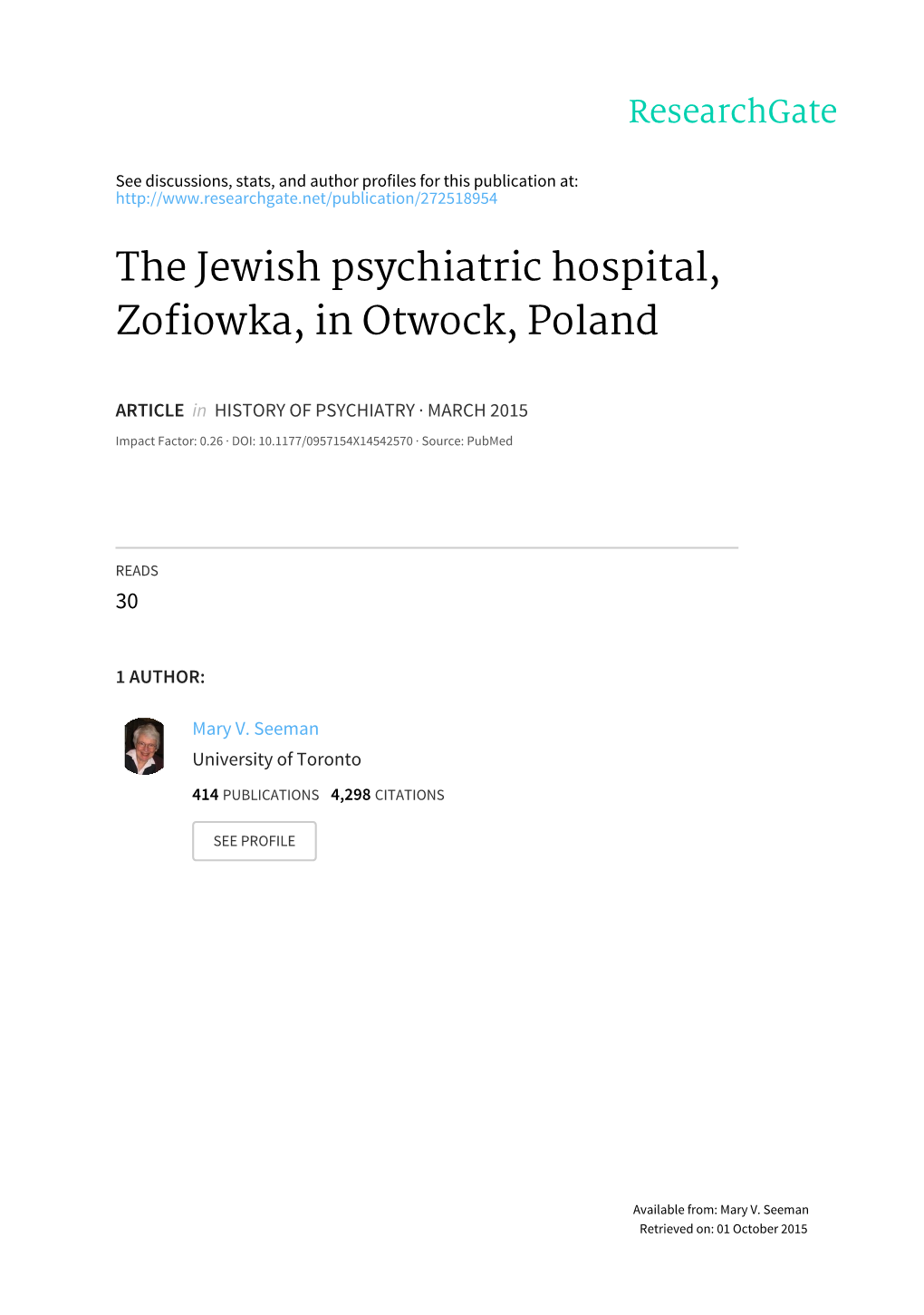 The Jewish Psychiatric Hospital, Zofiowka, in Otwock, Poland