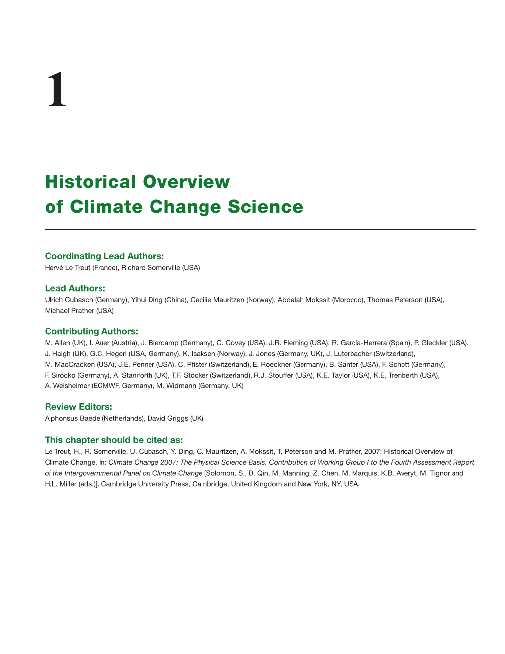 Historical Overview of Climate Change Science