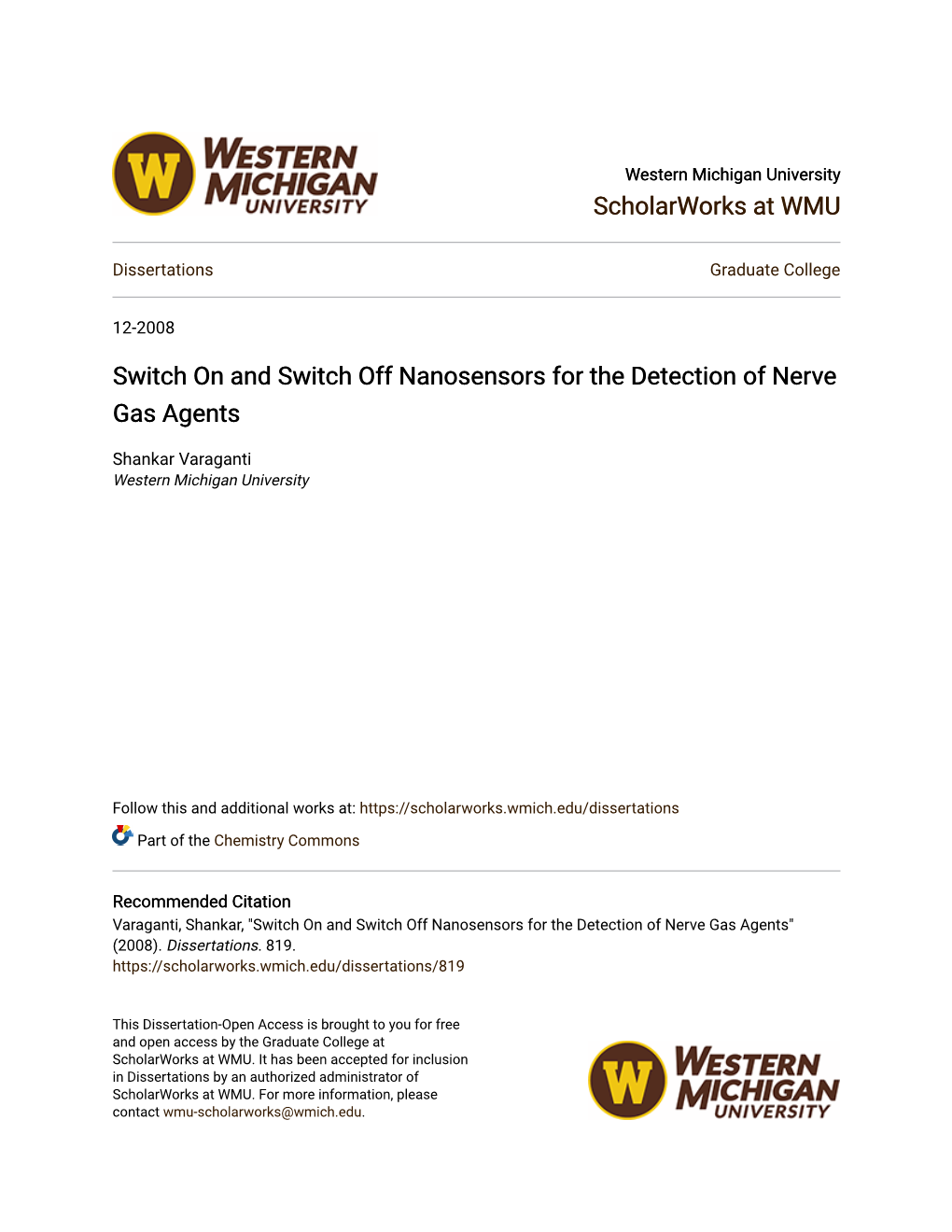 Switch on and Switch Off Nanosensors for the Detection of Nerve Gas Agents