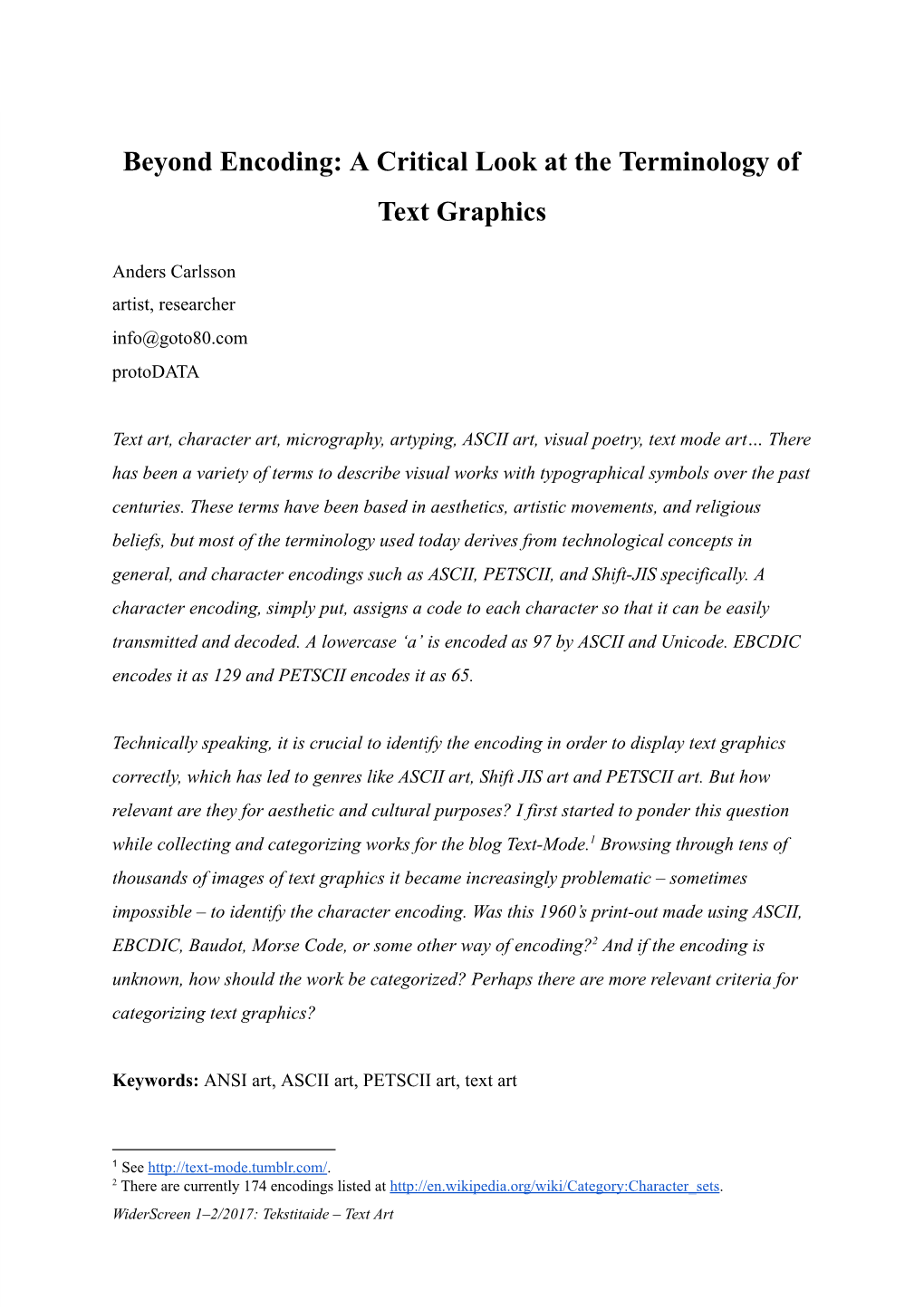 Beyond Encoding: a Critical Look at the Terminology of Text Graphics