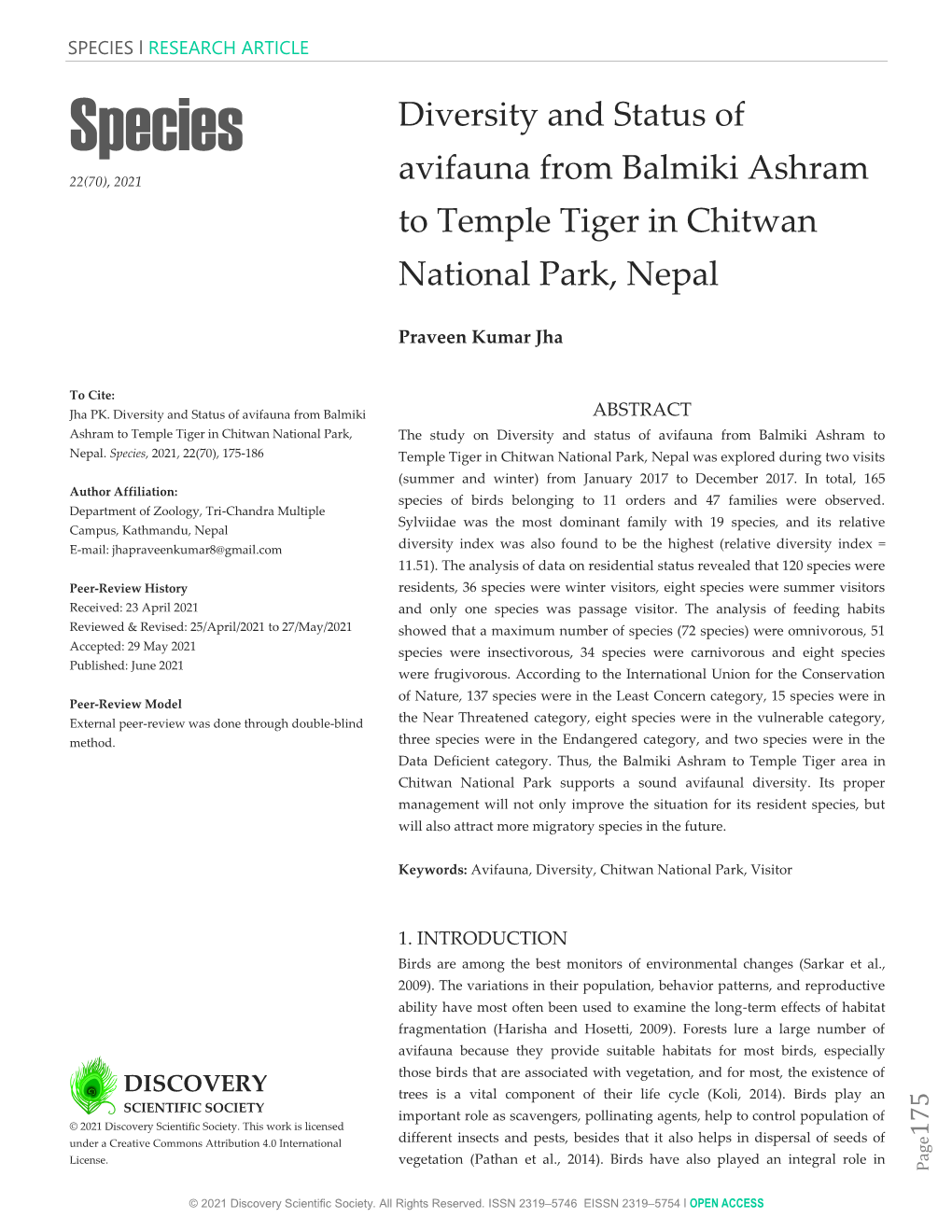 SPECIES L RESEARCH ARTICLE